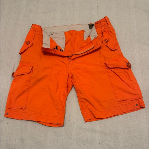 Polo by Ralph Lauren Vibrant Orange Cargo Shorts Rare military sz 34